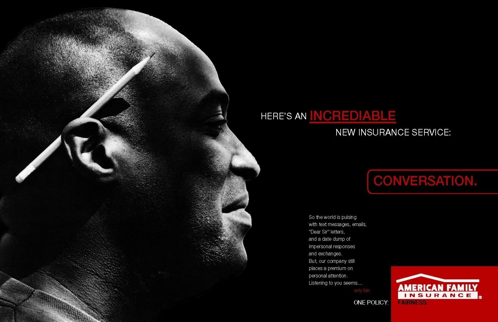 American Family Insurance print ad - Conversation campaign
